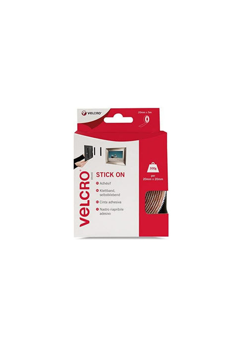 VELCRO Brand  White Stick On Tape Roll, 20mm x 5m