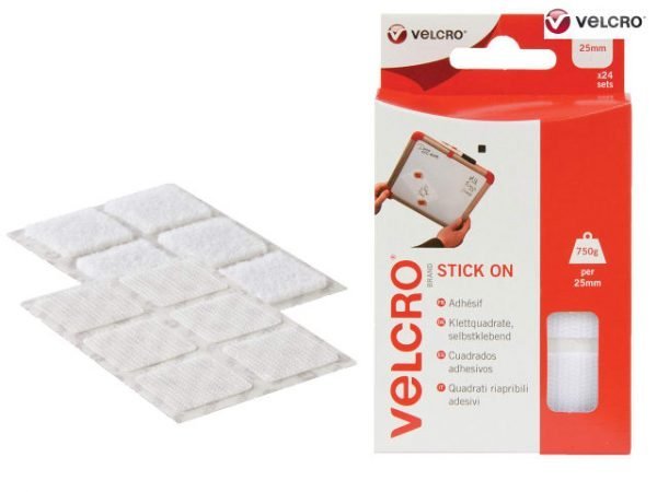 VELCRO Brand Stick On Squares 25mm